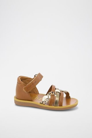 Sandalias de piel Poppy Tresse - Blanco y marrón