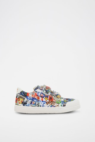 Tenis de piel Ten V2 W Print - Blanco y azul