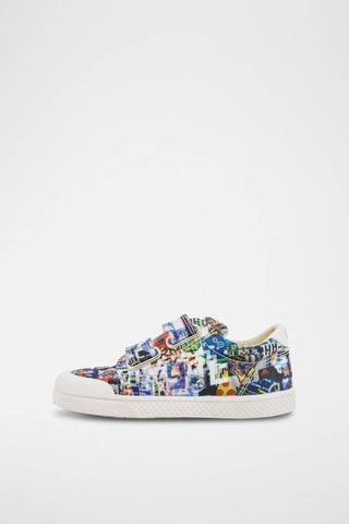 Tenis de piel Ten V2 W Print - Blanco y azul