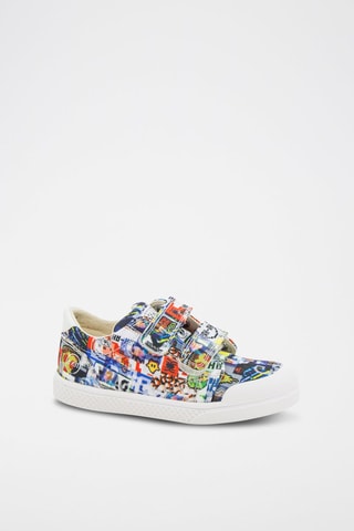 Tenis de piel Ten V2 W Print - Blanco y azul