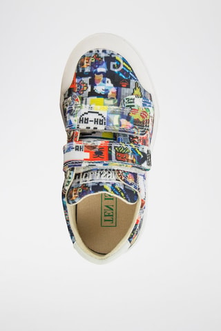 Tenis de piel Ten V2 W Print - Blanco y azul