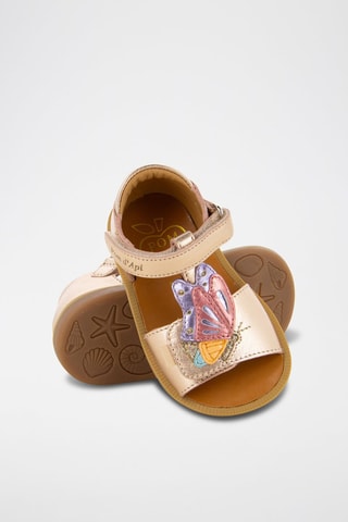 Sandalias de piel Poppy Papillon - Marrón, violeta y rosa