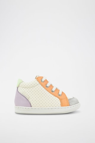 Zapatillas de piel - Blanco, naranja y violeta