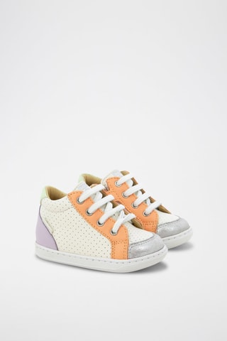Zapatillas de piel - Blanco, naranja y violeta