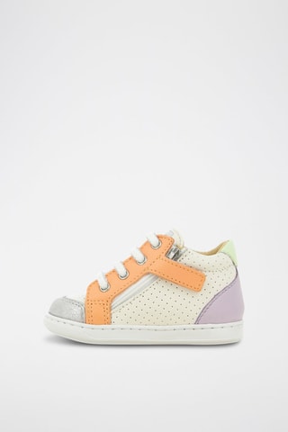 Zapatillas de piel - Blanco, naranja y violeta