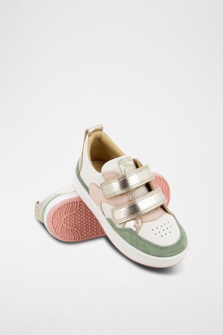 Zapatillas de piel caprina - Blanco, verde y rosa