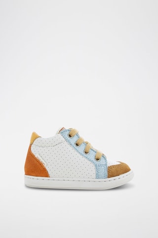 Zapatillas de piel - Blanco, azul y naranja