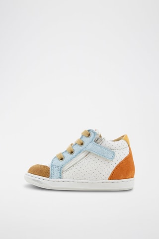 Zapatillas de piel - Blanco, azul y naranja