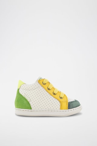 Baskets en cuir - Blanc, jaune et vert