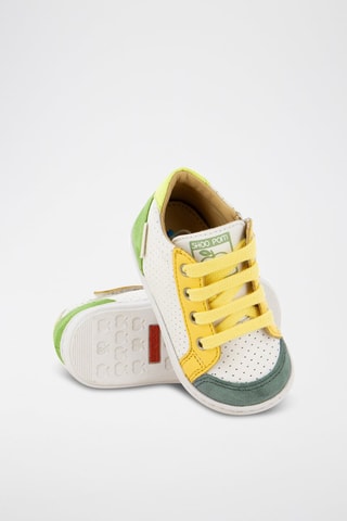 Baskets en cuir - Blanc, jaune et vert