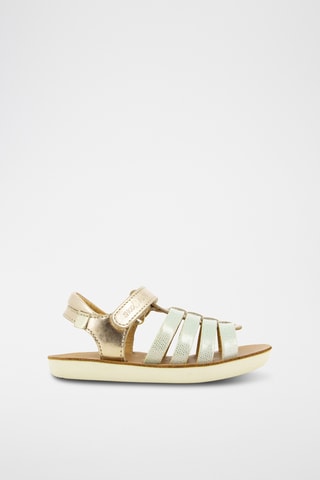 Romanas de piel Goa Spart - Blanco, beige y dorado