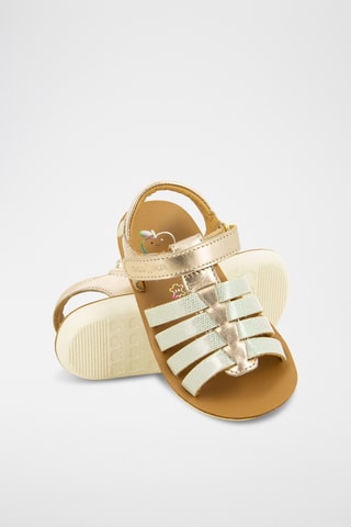 Romanas de piel Goa Spart - Blanco, beige y dorado