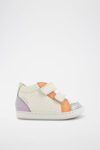 Zapatillas de piel - Blanco, naranja y violeta