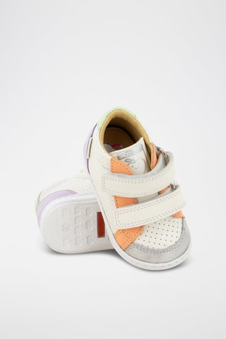 Zapatillas de piel - Blanco, naranja y violeta