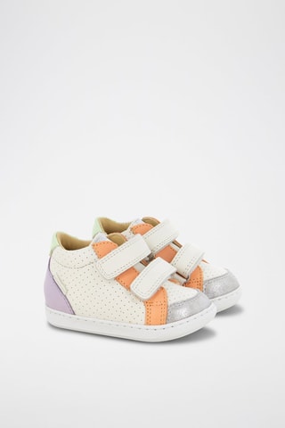 Zapatillas de piel - Blanco, naranja y violeta