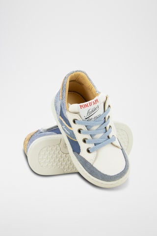 Zapatillas altas de piel Mousse Racing - Blanco y azul marino