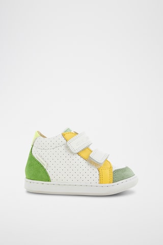 Zapatillas altas de piel ovina Bouba Box Easy - Blanco y verde