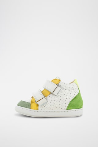 Zapatillas altas de piel ovina Bouba Box Easy - Blanco y verde