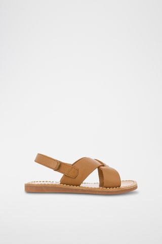 Sandálias de couro Plage-Stitch Cross - Camel