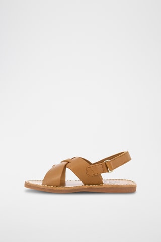 Sandálias de couro Plage-Stitch Cross - Camel
