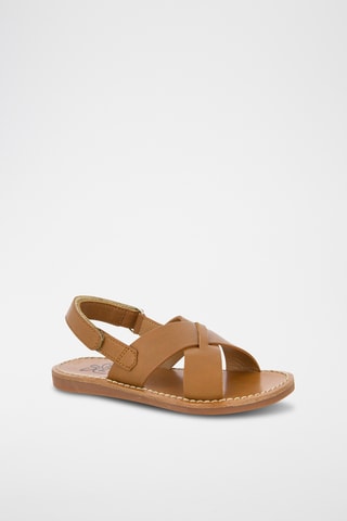 Sandálias de couro Plage-Stitch Cross - Camel
