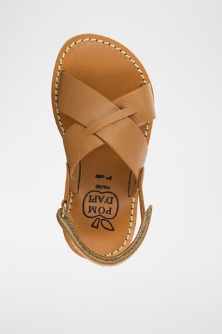 Sandálias de couro Plage-Stitch Cross - Camel