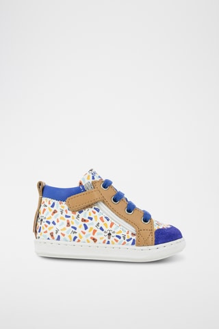 Botines de piel ovina Bouba Bi Zip - Blanco y azul