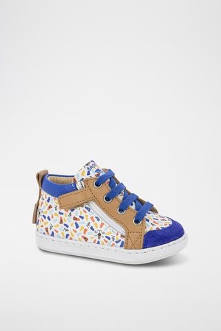 Botines de piel ovina Bouba Bi Zip - Blanco y azul