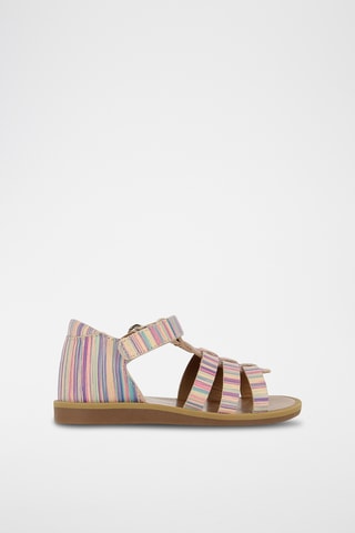 Sandalias de piel Poppy - Beige y violeta