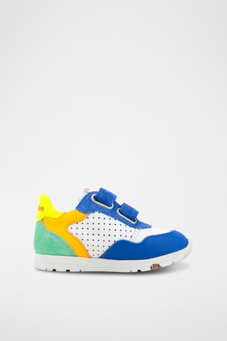 Zapatillas de piel Pouss Bump Perfo - Blanco y azul