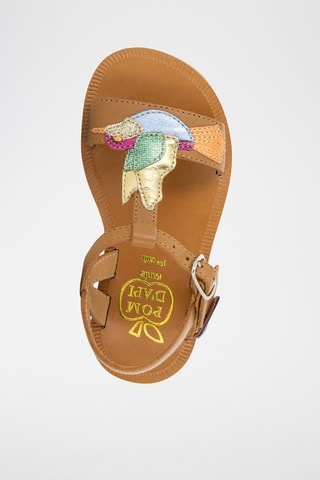 Sandalias de piel Plagette Colibri - Camel y multicolor