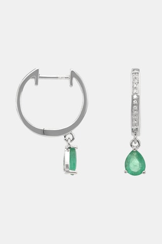 Pendientes Juria - Oro blanco, diamantes y esmeralda
