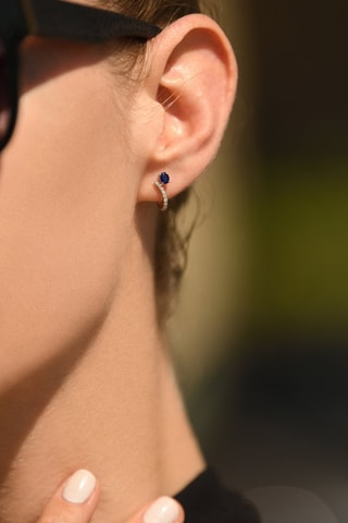 Pendientes Beau Saphir - Oro blanco, diamantes y zafiros