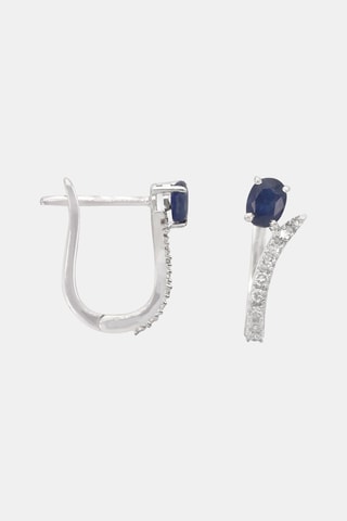 Pendientes Beau Saphir - Oro blanco, diamantes y zafiros