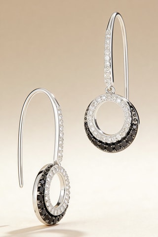 Pendientes Pricillia - Oro blanco, diamantes y diamantes negros