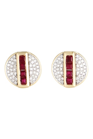 Pendientes Raliona - Oro amarillo, diamantes y rubí