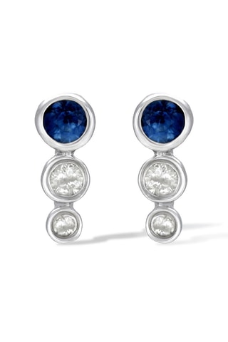 Pendientes - Oro blanco, diamantes y zafiros