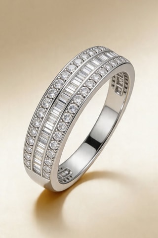 Bague Kiss Baguette - Or blanc et diamants