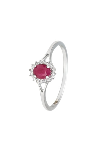 Anillo Rubia - Oro blanco, diamantes y rubí