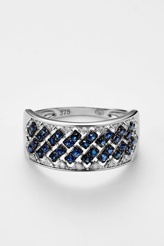Anillo Ophélie - Oro blanco, diamantes y zafiros