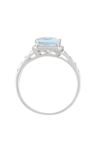 Anillo Emeraldine - Oro blanco, diamantes y topacio