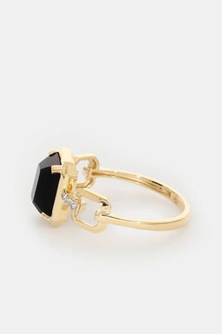 Anillo Electra - Oro amarillo, ágata y diamantes