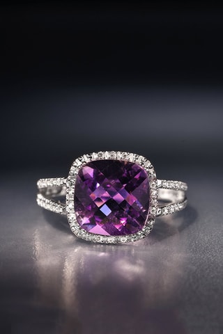 Bague Divine Améthyste 10 - Or blanc, diamants et améthyste
