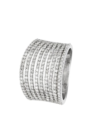 Anillo Neuf Rangs Scintillants - Oro blanco y diamantes