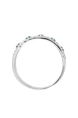 Anillo Courone - Oro blanco, diamantes y esmeraldas