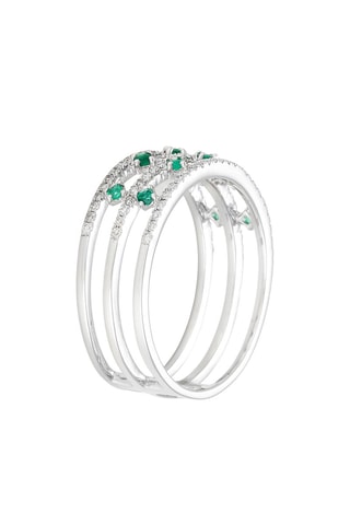 Anillo Courone - Oro blanco, diamantes y esmeraldas