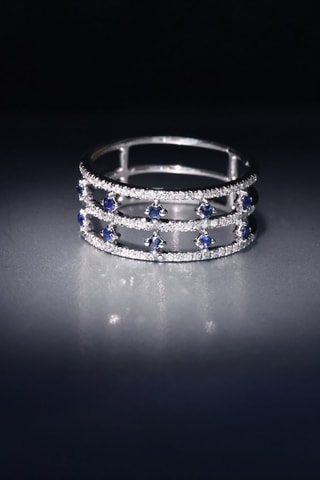 Anillo Courone des Saphirs - Oro blanco, diamantes y zafiros