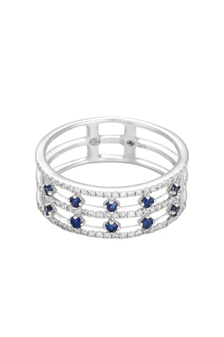 Anillo Courone des Saphirs - Oro blanco, diamantes y zafiros