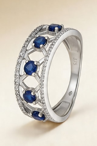 Anillo Lady Blue - Oro blanco, diamantes y zafiros