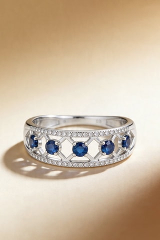 Anillo Lady Blue - Oro blanco, diamantes y zafiros